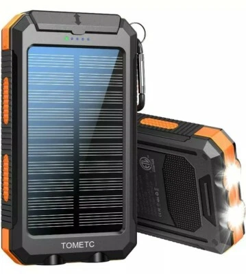 Banco de Energía Solar Impermeable 36800mAh 3.0 Doble USB Portátil Batería Externa LED Foto 1 de 4