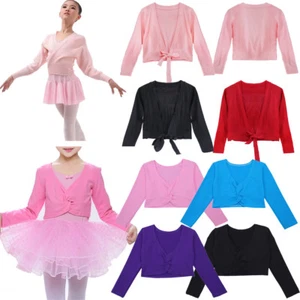 Girls Ballet Dance Wrap Knit Sweaters Jacket Gymnastics Skate Shrug Tops Costume - Picture 1 of 34