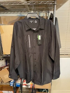 Antigua UPF 50+ Long Sleeve Black Shirt - Picture 1 of 6