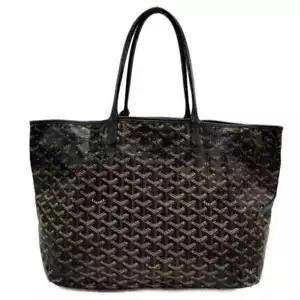 Auth GOYARD Saint Louis PM Black Coated Canvas Leather Tote Bag - Picture 1 of 20