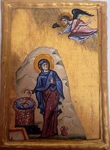 Ikone Madonna Jungfrau Maria Brunnen Engel Gabriel Panagia syrisch orthodox Ikone - Bild 1 von 6