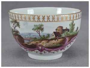 18th Century Furstenberg Hand Painted Landscape Scene & Gold Tea Cup - Picture 1 of 11