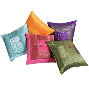 Boho Hippie Yoga Pillow Case Cushion Cover Multicolor Embroidered Boho - Picture 1 of 11