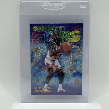 1997 Topps Seasons Best Card #6 Michael Jordan Shooting Stars Bulls Colorful
