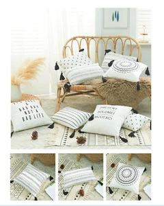 Cotton Linen With Tassels Sofa Cushion Cover Waist Pillowcase Home Decor 18" UK - Picture 1 of 19