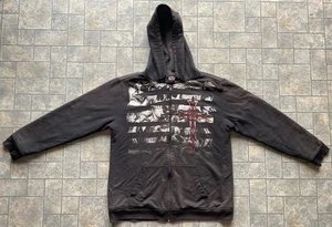 De colección Y2K MMA Elite Sudadera con Capucha Sherpa Forrada Cremallera Chaqueta Calavera Cruz Para Hombres Grande - Imagen 1 de 24