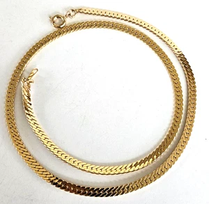 Vintage goldfarbene Fischgrät Kette 18" Halskette 3/16" mit Federring Verschluss - Bild 1 von 4