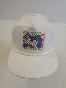 Vintage 1996 New Orleans Jazz & Heritage Festival White Snapback Hat Cap Cobra - Picture 1 of 10
