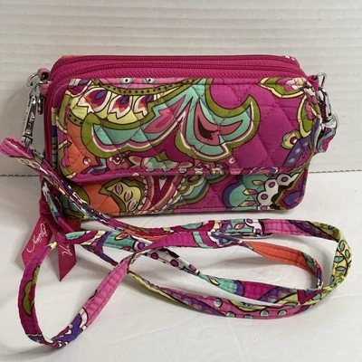 Cartera sin asas Vera Bradley rosa todo en uno bandolera correas extraíbles cachemira Foto 1 de 4