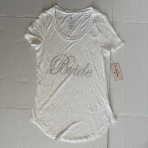 Juicy Couture White SS Shirt Bride Studded Rhinestone Embroidered Logo Med - Picture 1 of 10