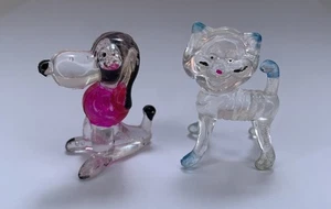 Vintage Lucite Katze & Hund Figuren Kitsch 60er Jahre MCM 1,5" Retro - Bild 1 von 4