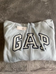 GAP Zip Up Hoodie Light Blue. Girls Size Large With Pockets - Picture 1 of 4