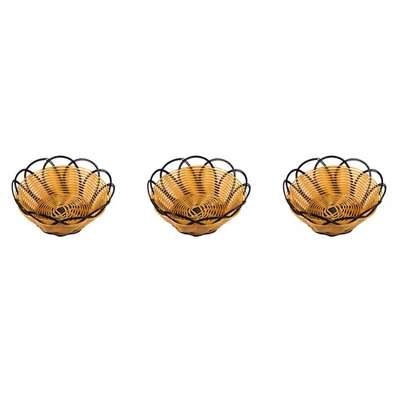 3Stück 7  Kunststoff Geflochten Korb Obst Gemüse Kekse Container Halter9630 - Bild 1 von 4