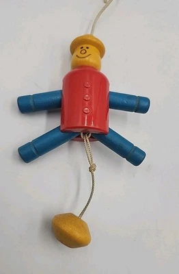 Винтажная деревянная целлулоидная игрушка для кроватки 5 дюймов  - Изображение 1 из 4