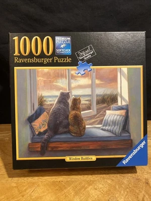 Ravensburger 1000 pc Jigsaw Puzzle WINDOW BUDDIES Cats Beach Pre-owned - Image 1 of 3