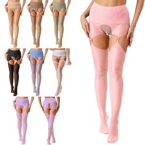 Women Glossy See Through Sexy Pantyhose Hollow Out Open Crotch Stockings Tights - Picture 1 of 106