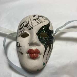 Vintage 3” x 3” Ceramic Decorative Wall Mask Hand Painted - Picture 1 of 5