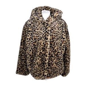 Stradivarius Imitación Piel Animal Print Talla S Capucha Abrigo Mujer Suave - Imagen 1 de 4