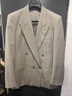 Blazer Yves Saint Laurent YSL Para Hombres Vintage Diseñador Beige Doble Pecho 42R Foto 1 de 2