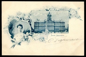 NIEDERLANDE Amsterdam Postkarte 1900er Paleis Königspalast Königin Wilhelmina - Bild 1 von 2