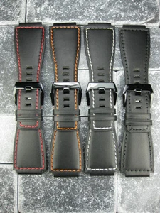 New 24mm Bell & Ross Calf Leather Strap Black Watch Band BR-01 BR-03 PVD Buckle - Picture 1 of 21