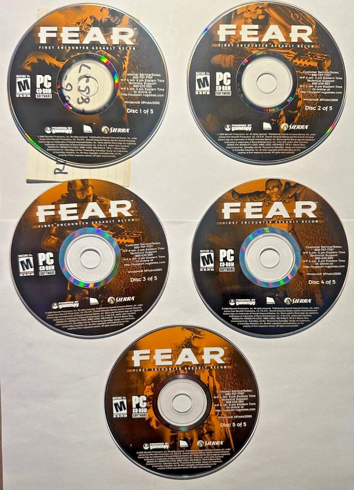 F.E.A.R.: First Encounter Assault Recon (PC, 2005) 5 Disc & Key Only - Image 1 of 1