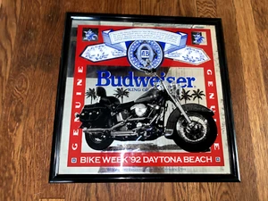 Vintage Budweiser Bike Week '92 Daytona Beach Mirror Sign - Picture 1 of 5