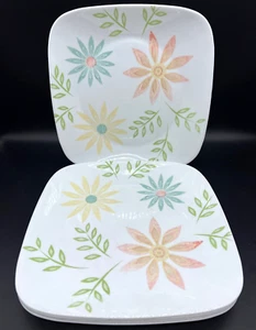 5er Set Corelle Vitrelle Happy Days 10-1/2" Quadratisch Blumen Teller Set - Bild 1 von 9