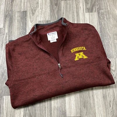 Suéter tejido CHAMPION MINNESOTA GOLDEN GOPHERS 1/4 cremallera granate/dorado para hombre pequeño Foto 1 de 4