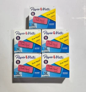 PaperMate Pink Pearl Block Eraser Large Size Box of 12 —Lot Of 5 Boxes. - Picture 1 of 1