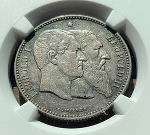 Belgium 1880 2 Franc  NGC XF-40  CV is $300 in XF - Picture 1 of 3