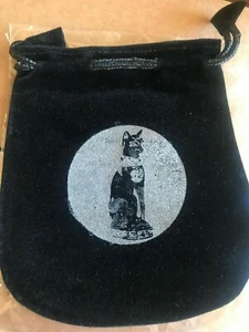 CAT BAST BLACK VELVET DRAWSTRING TAROT CARD CRYSTAL RUNE BAG POUCH PAGAN  - Picture 1 of 5