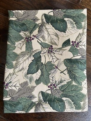 Hoffman Fabrics Poinsettia Plum Green Tan Dragonfly 35”x42” - VTG Metallic Gold - Image 1 of 3