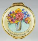 Halcyon Days Enamels England-happy Anniversary 2002-trinket Box-floral Design