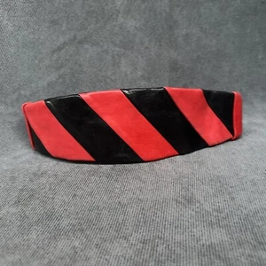 Vtg leather wide Belt 80s red & black Striped Womens small Indie Sleaze - Picture 1 of 8