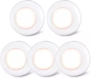 5 Pack Push Tap LED Puck Lights Battery Touch Closet Cabinet Light Warm White - Picture 1 of 13