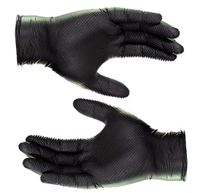 Strapazierfähige schwarze Nitrilhandschuhe erhöhte Diamanten strukturiert 6 Mil Latexfrei - Bild 1 von 3