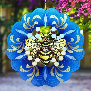 Bee Wind Spinner 3D Hanging Metal Spring Kinetic Sculpture Outdoor Indoor Decor - Picture 1 of 9