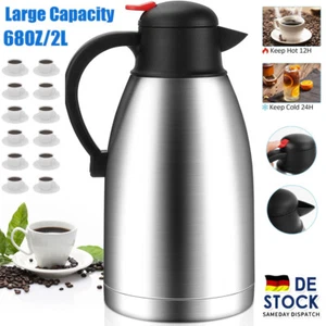 Thermoskanne 2 Liter Thermo Isolierkanne Kaffekanne Heiß, Kalt Edelstahl NEU - Bild 1 von 20