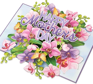 Mothers Day Pop up Cards, Happy Mother'S Day, Orchid, Butterfly, 3D Greeting Car - Picture 1 of 12