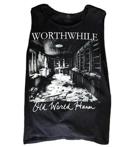 WORTHWHILE - Camiseta Nuestro Mundo Harm S Pequeña Banda de Punk Tour Camisa Cortada Sin Esperanza - Imagen 1 de 2