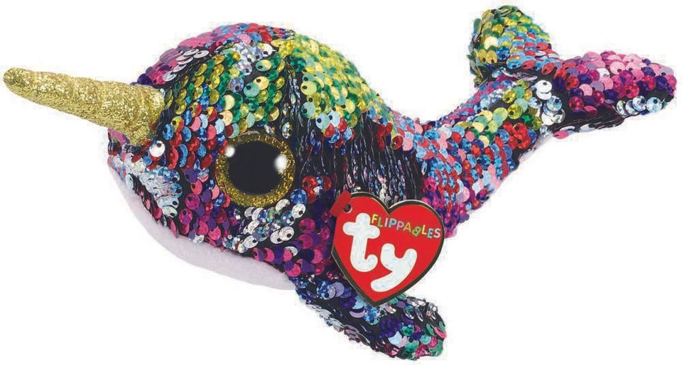TY FLIPPABLES BEANIE BABIES BOOS CALYPSO NARWHAL PLUSH SOFT TOY NEW WITH TAGS * - Image 1 of 1