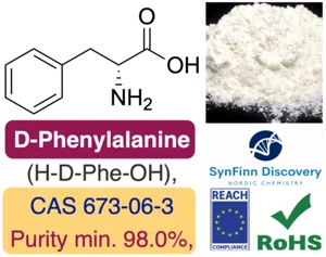 D-Phenylalanine (H-D-Phe-OH) pure powder, 25 g, CAS: 673-06-3, Purity: +98.0% - Picture 1 of 2