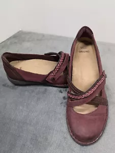 Earth Origins Tamara Toriana Womens 7M Adjustable Strap Merlot Mary Jane Flats - Picture 1 of 10