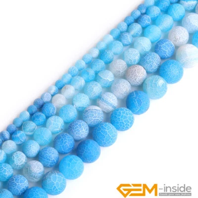 Wholessale Lot Colorful Matte Fire Crackle Agate Round Jewelry Making Beads 15" - Image 1 of 4