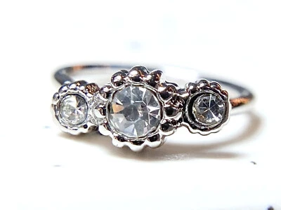 1pc Three CZ Gem Hoop Nose / Cartilage Ring Rook Daith Helix Tragus  - Image 1 of 4