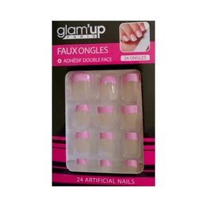 GLAM UP - Faux Ongles + Adhésifs - Bout French Manucure Rose - Picture 1 of 1