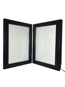 Black Twin 2 Picture Vertical Double Hinged Folding Photo Frame 6 x 4 Gift 4x6 - Picture 1 of 3