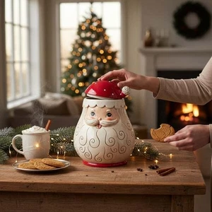 Johanna Parker Christmas Santa Claus Ceramic Cookie Jar New 2025 - Picture 1 of 3