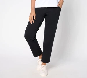 Denim & Co. Regular EasyWear French Terry Hose Schwarz M Neu - Bild 1 von 1